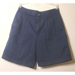 Eddie Bauer Men's Golf Shorts Sz 31 Navy Blue Pleated Chino Pockets Casual